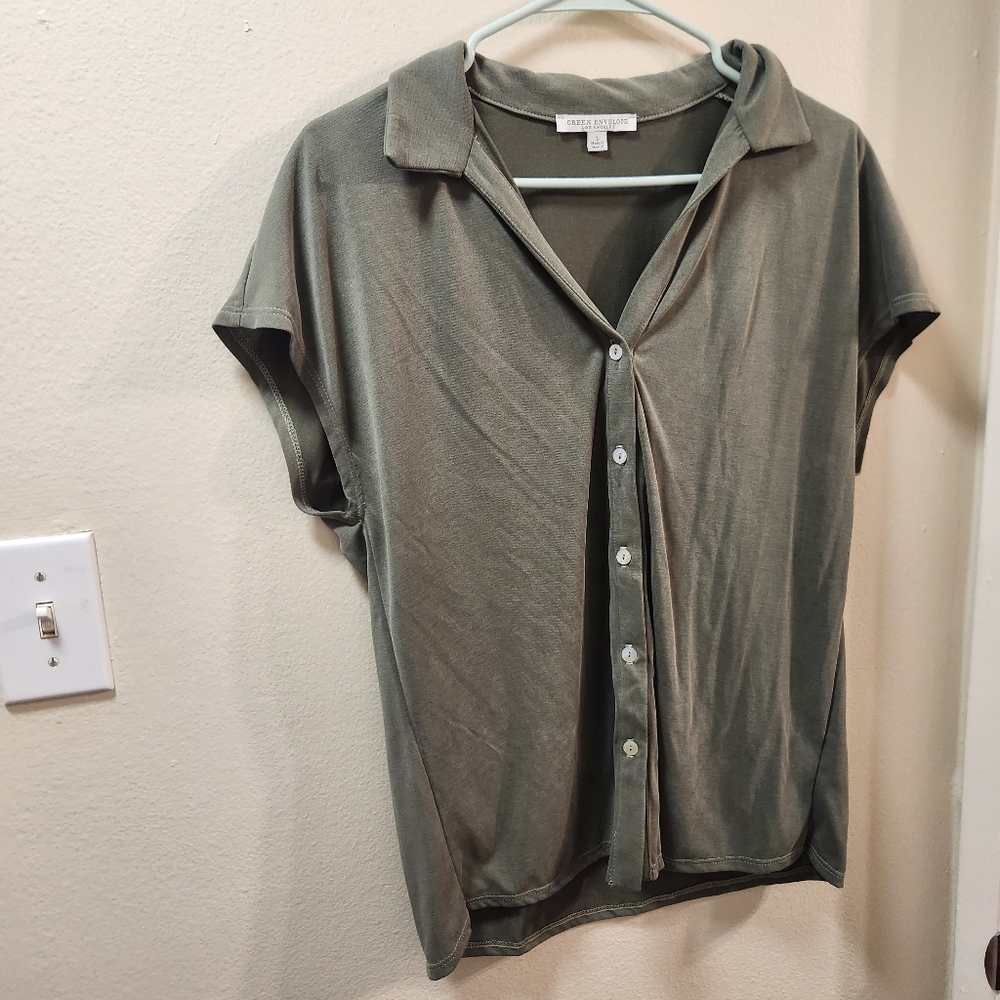 Green Envelope Shirt NWOT